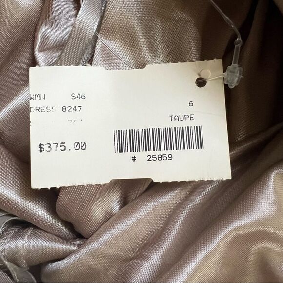 Sue Wong Vintage Silk Dress Y2K Embroidered Bubble Hem Taupe Mini Size XS - Picture 7 of 11